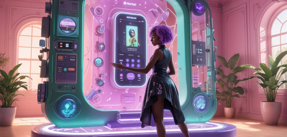 pikaso_texttoimage_3d-model-French-woman-with-violet-hair-and-black-s