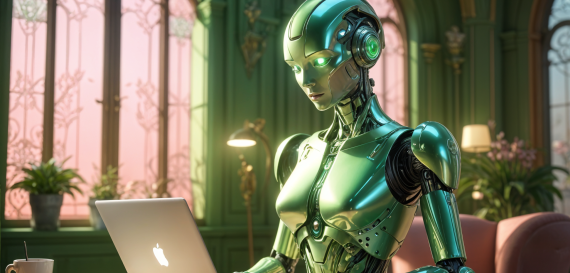 pikaso_texttoimage_3d-model-female-robot-with-silver-plating-and-gree